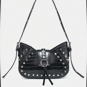 Punk black purse crocodile print